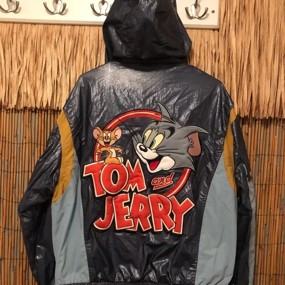 Vintage rare Pacebird Official license Tom & Jerry Multicolor Hooded Jacket L